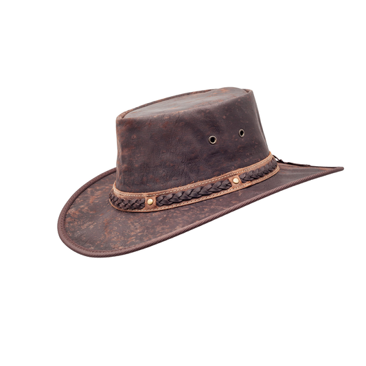 Outback Kangaroo Leather Hat - Dark Brown